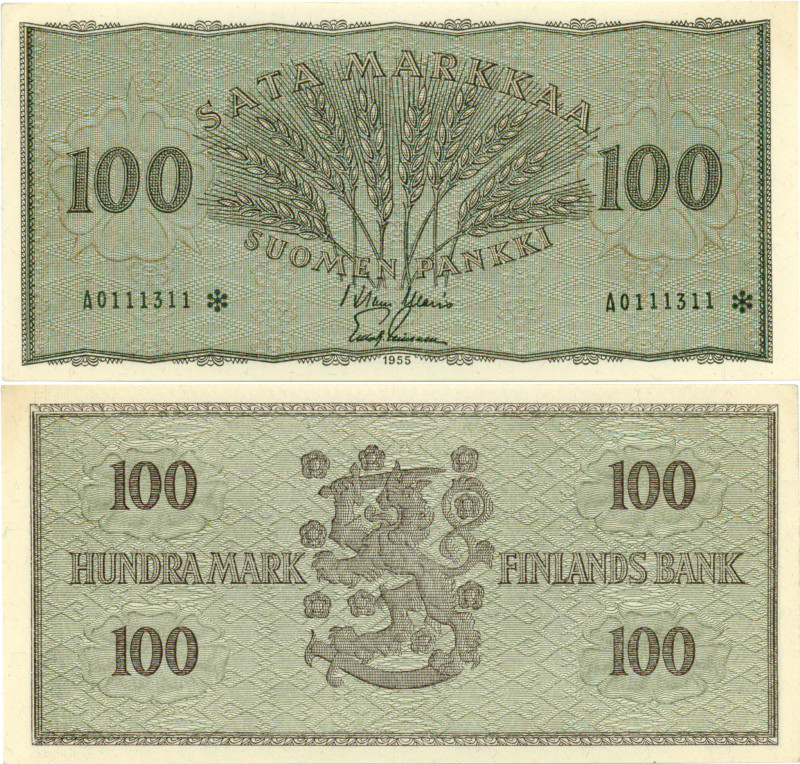 100 Markkaa 1955 A0111311* kl.8
